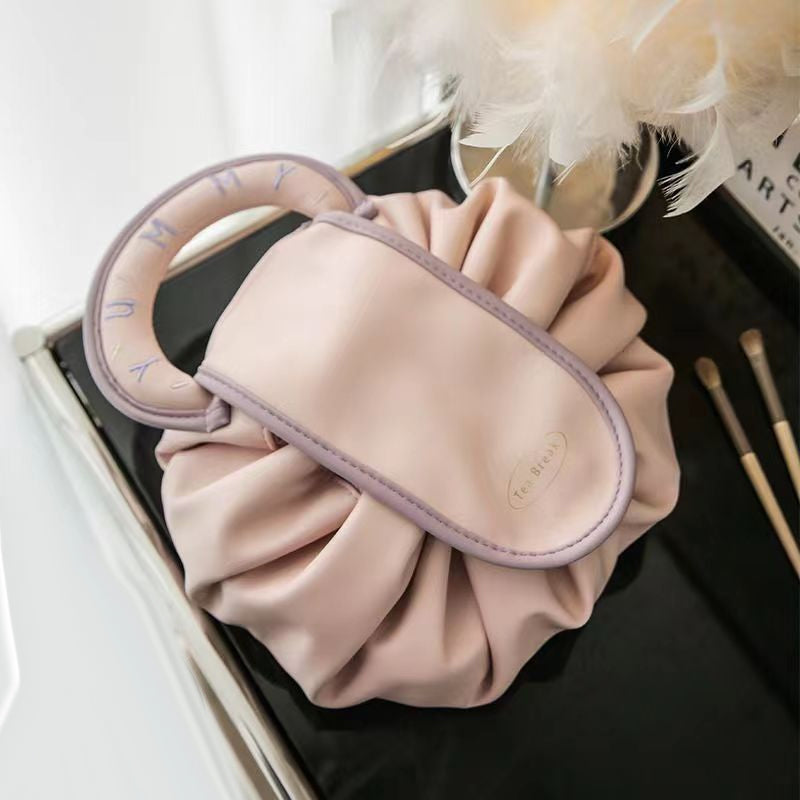 Drawstring Makeup Bag in Waterproof PU Leather