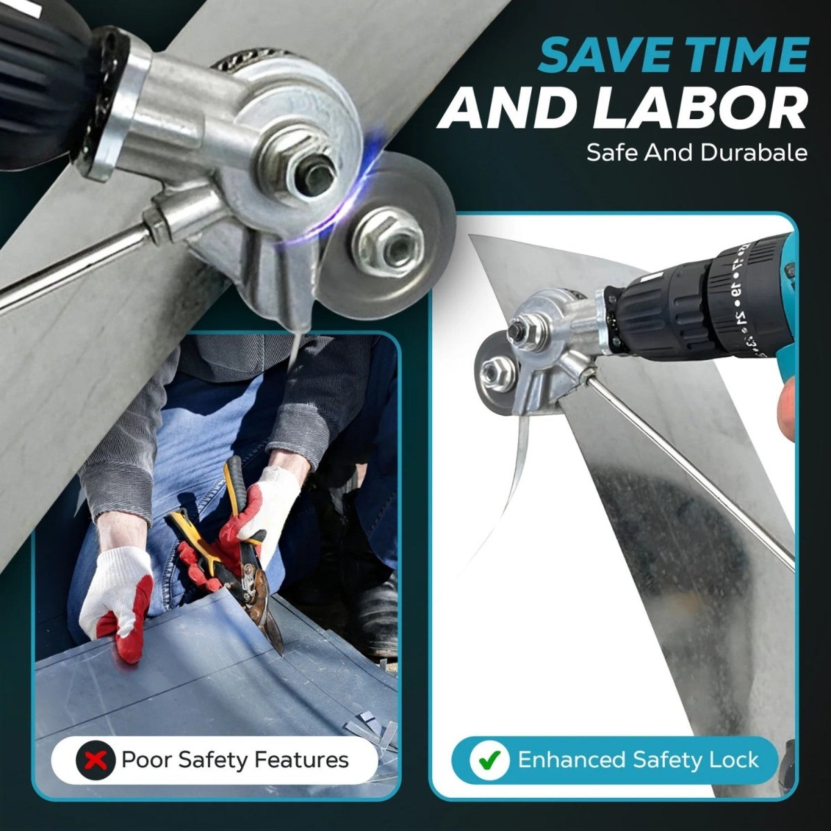 Electric Drill Metal Cutting Attachment with Safety Features