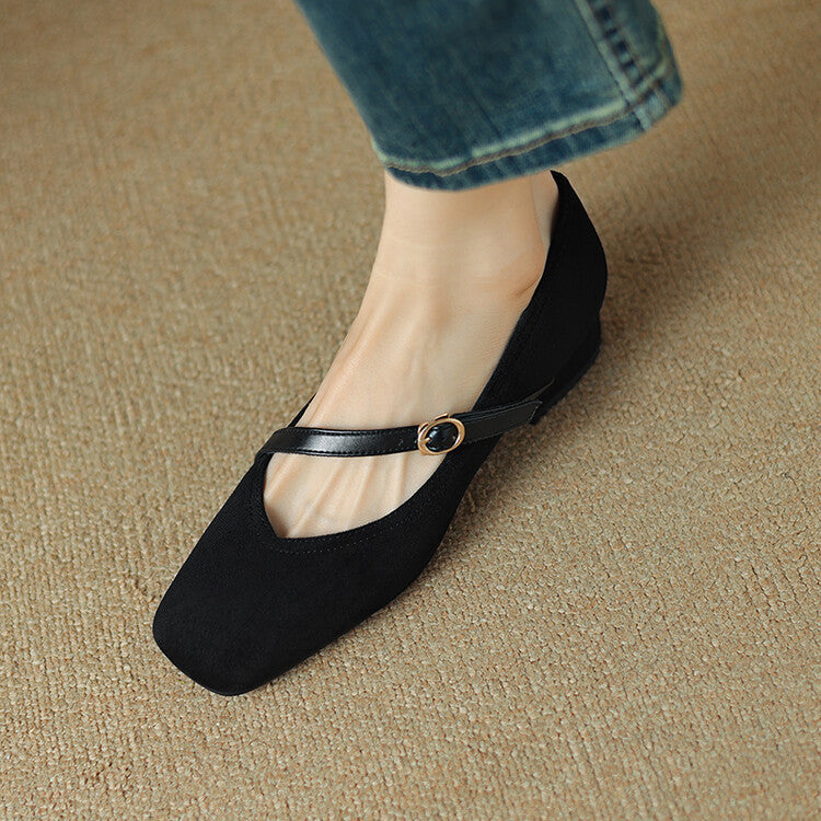 Women's Adjustable Buckle Strap Block Heel Pumps
