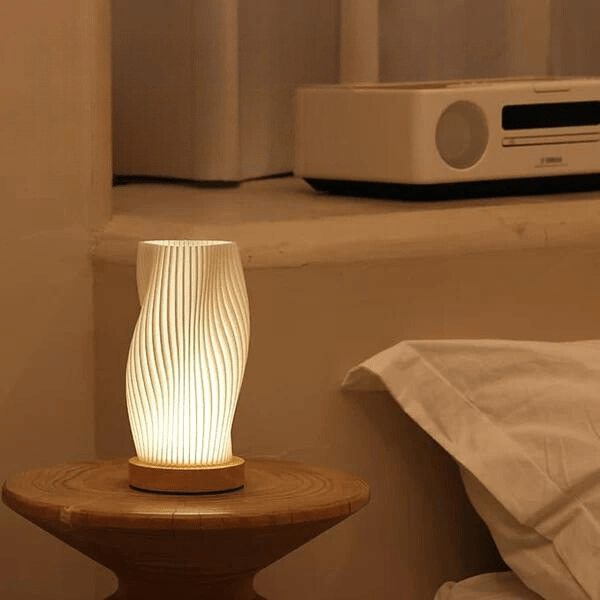 USB Dimmable Modern Table Lamp with Wave Shade