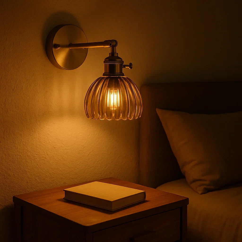 Vintage Glass Tulip Wall Light with Metal Fixture