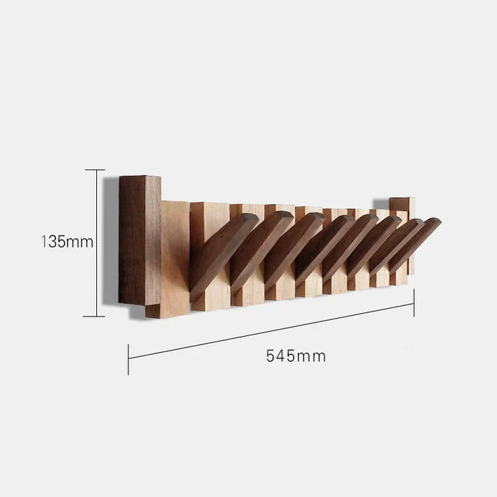 Wooden Piano Style Coat Rack with Foldable Hooks