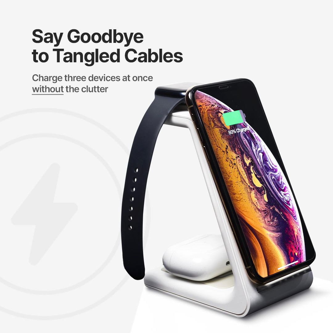 3-in-1 Wireless Charging Station for Phone, Watch, and Headphones