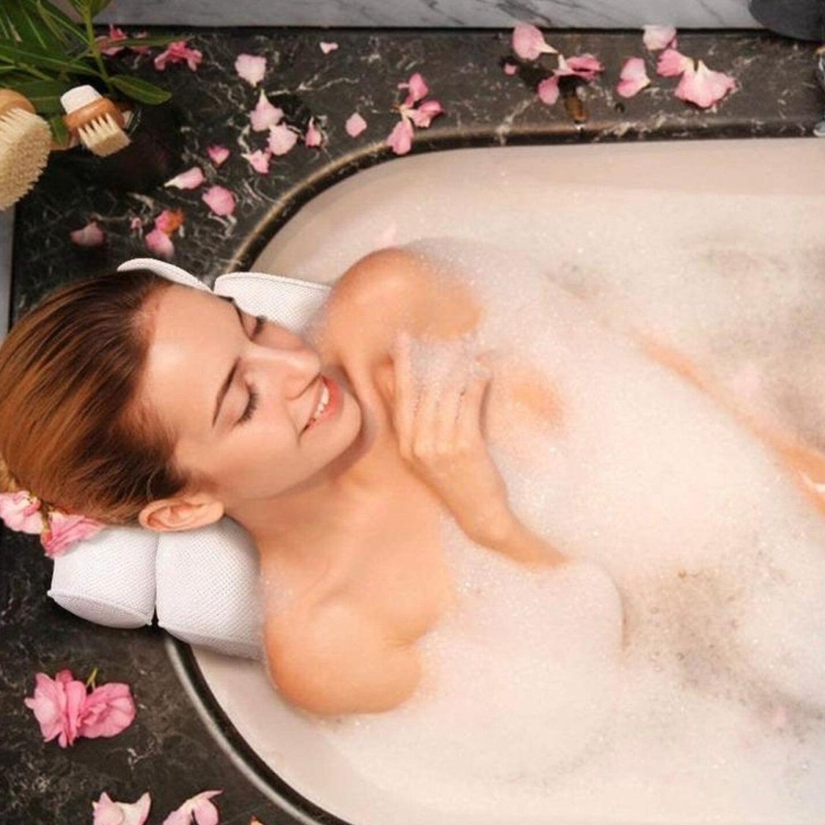 Ergonomic 4D Air Mesh Bath Pillow for Neck and Shoulder Support