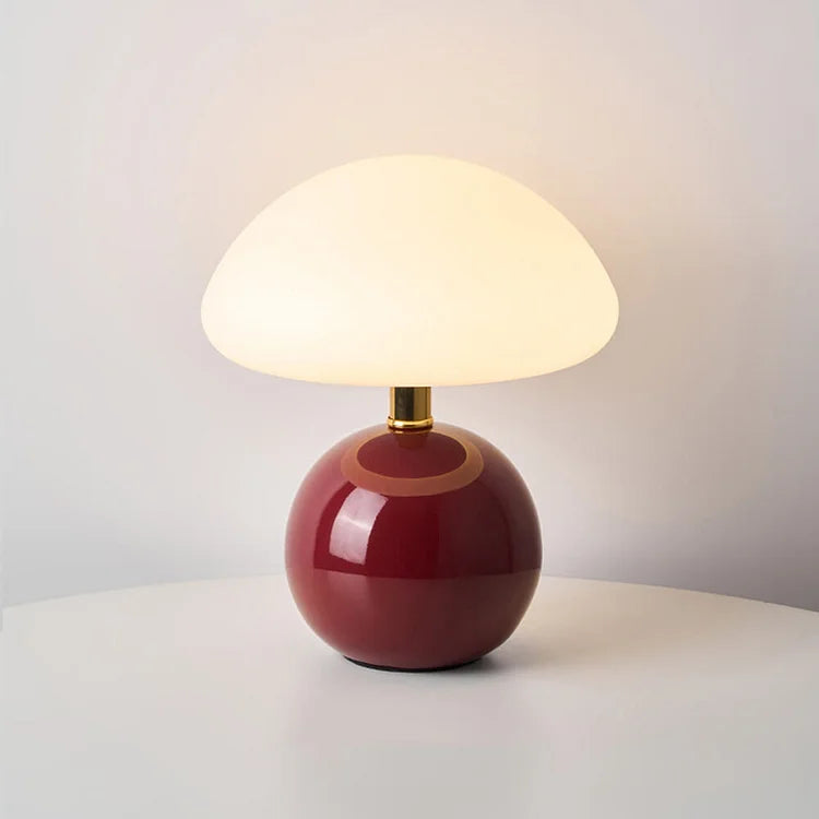 French Cream Mushroom Table Lamp with Adjustable LED Lighting