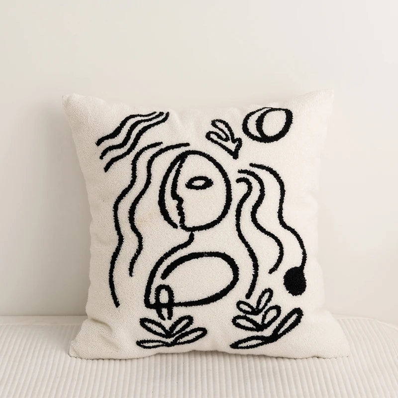 Cozy Abstract Embroidery Cotton Cushion Covers