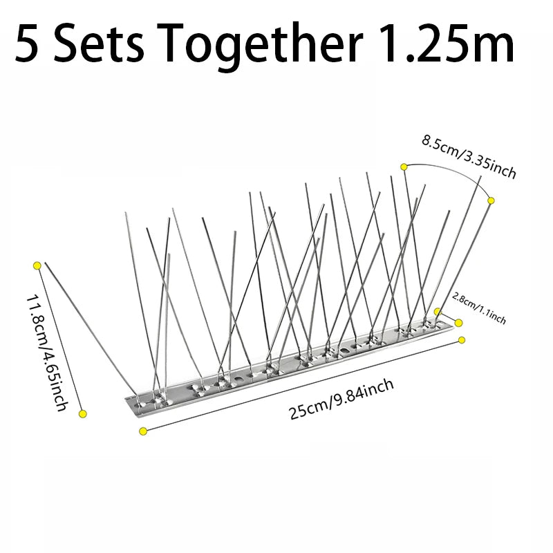 Stainless Steel Bird Deterrent Spikes for Outdoor Use