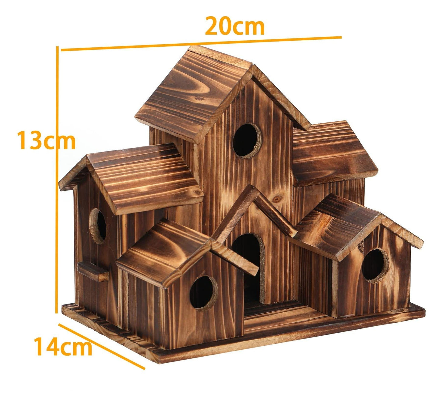 Weatherproof Wooden Birdhouse with 6 Entrances for Wild Birds