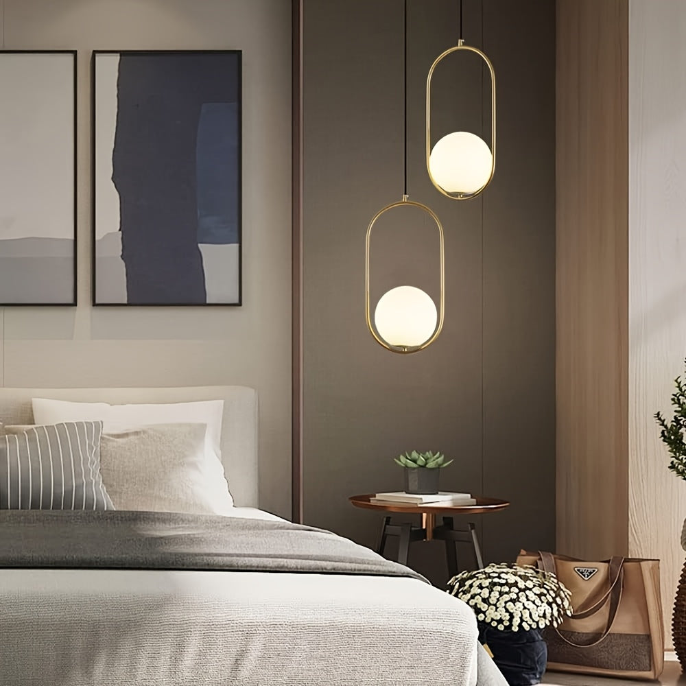 Modern Gold Pendant Chandelier with Frosted Glass Globe