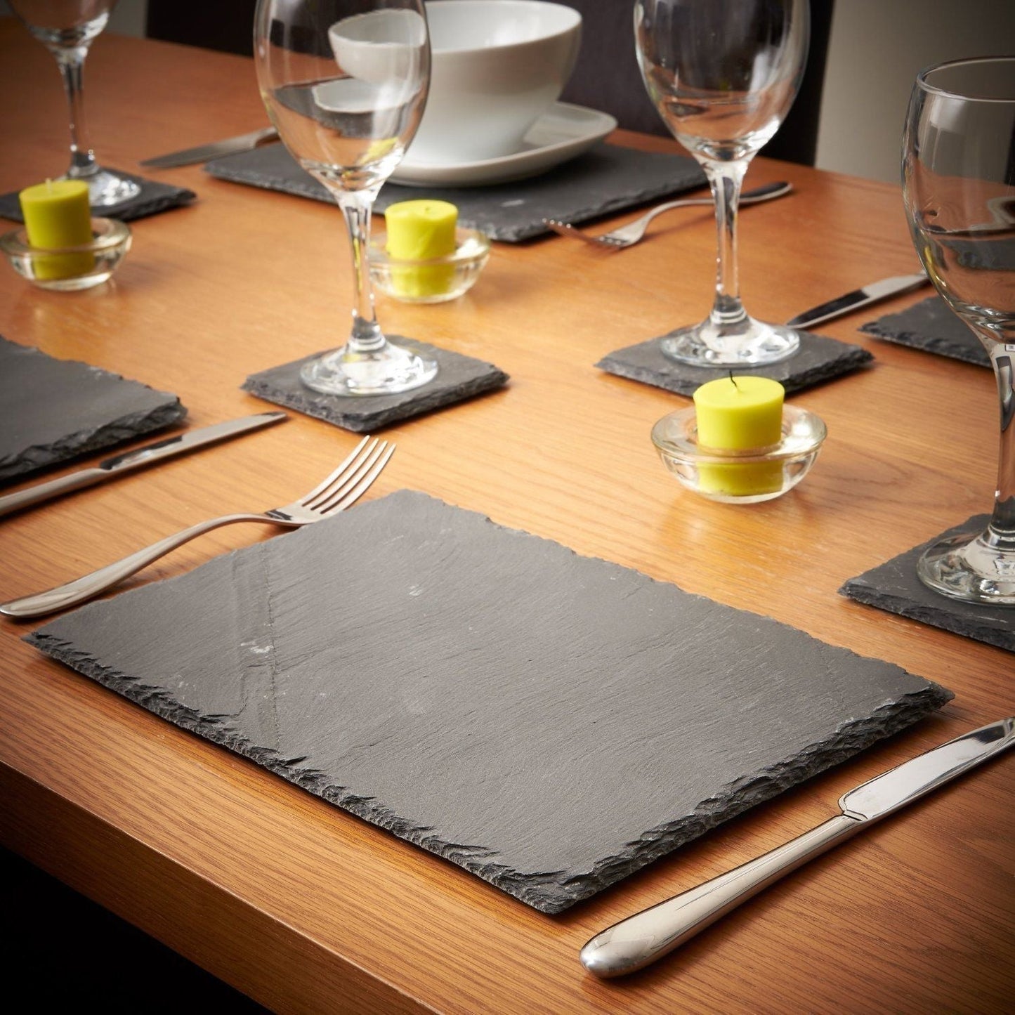 Natural Slate Coaster and Placemat Set