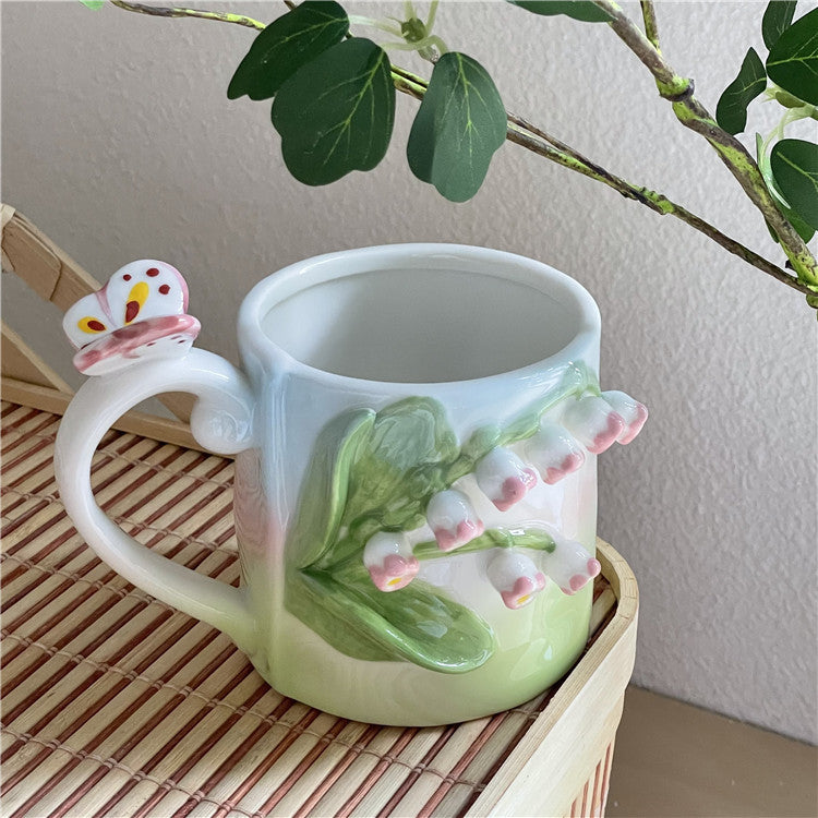 Hand-Painted Floral Ceramic Coffee Mug