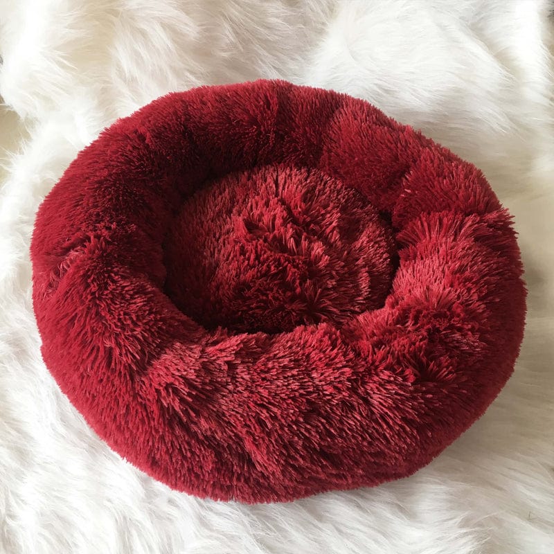 Round Plush Calming Pet Bed for Anxiety Relief