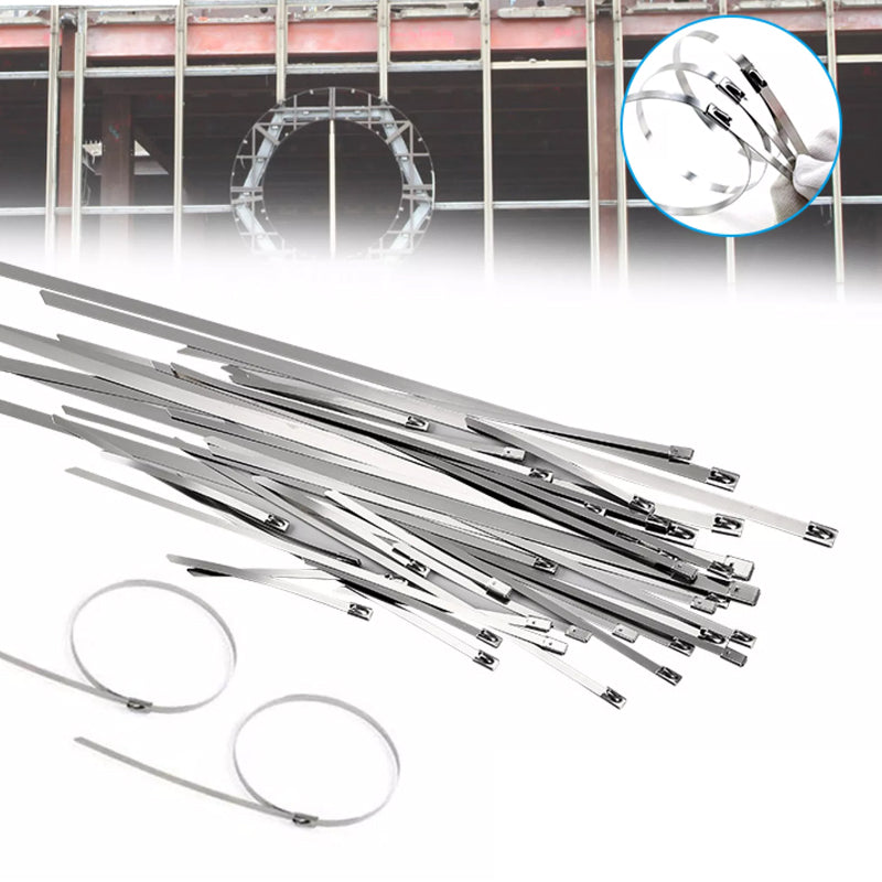 Stainless Steel Tension Straps with Reinforced Buckles - 100 pcs