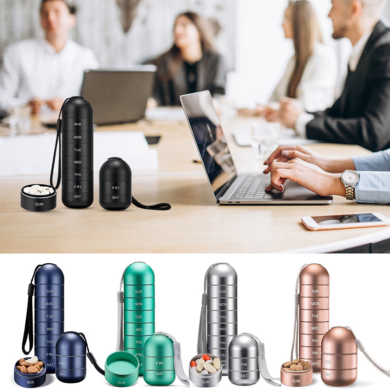 7-Day Aluminum Portable Pill Organizer with Waterproof Design