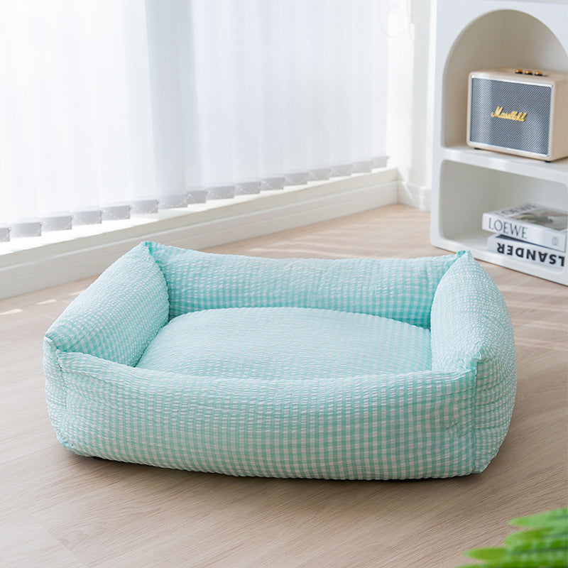 Washable Rectangular Dog Bed with Breathable Polyester Fabric