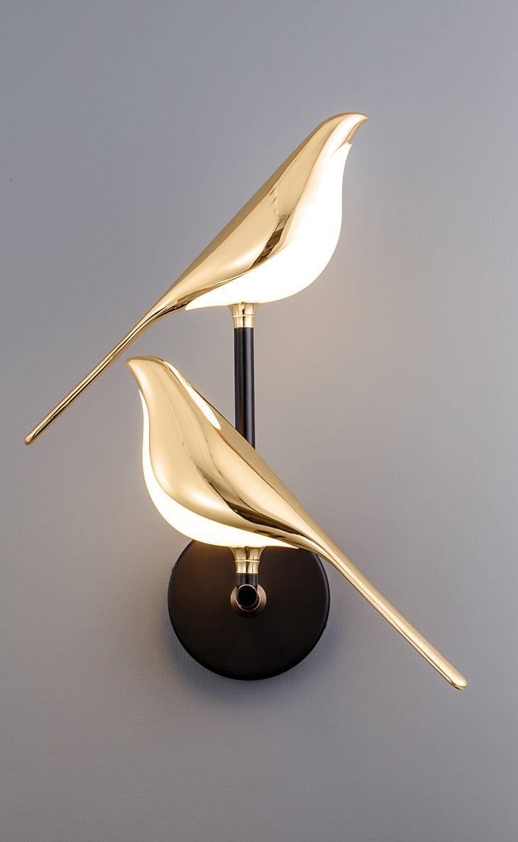 Modern LED Bird Wall Lamp in Gold