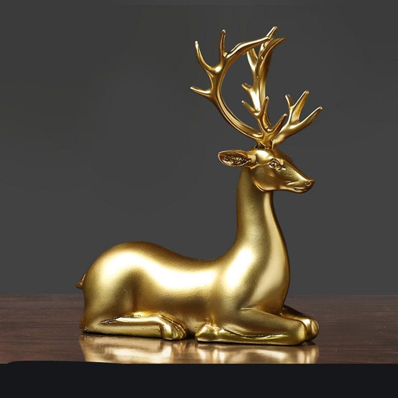 Golden Deer Table Accent with Intricate Antlers