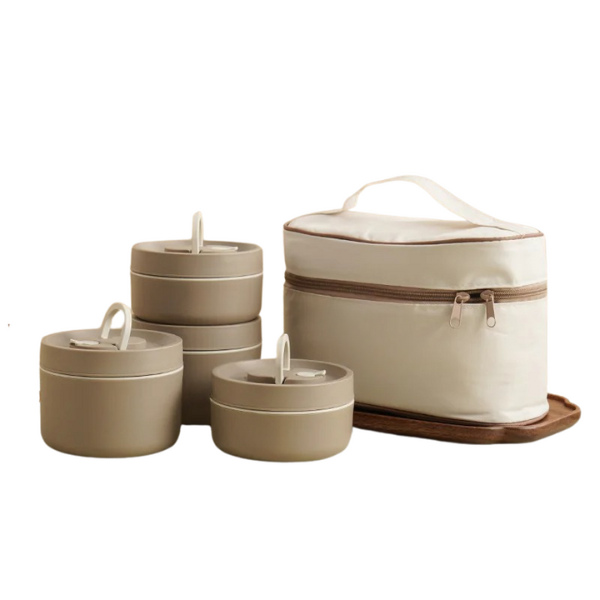 Insulated Stainless Steel Lunch Box Set with Leak-Proof Silicone Covers