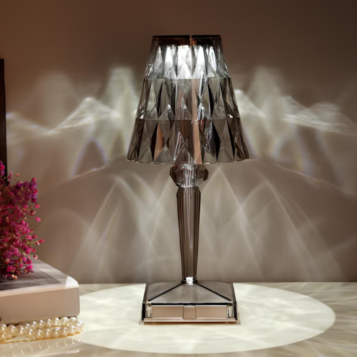 Rechargeable Crystal Touch Table Lamp with Three Light Modes