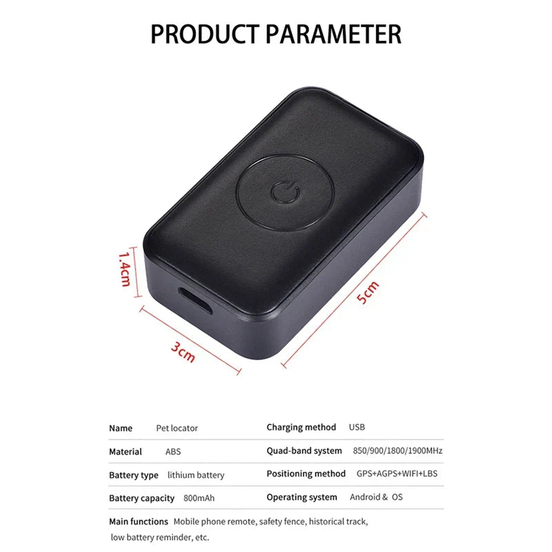 GPS Pet Tracker for Dogs and Cats with 12-Month Battery Life