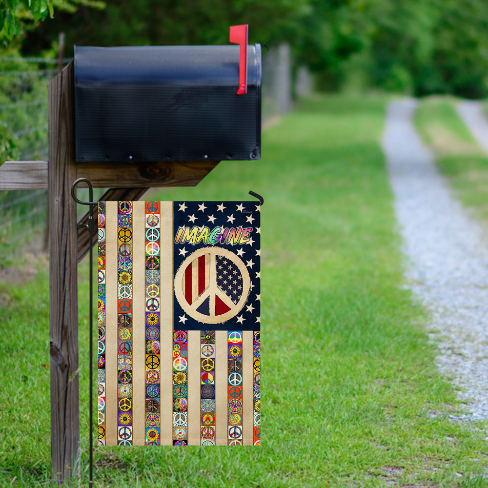 Double-Sided Peace Sign Hippie Flag - Custom Canvas Decor