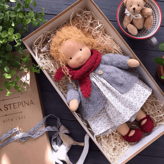 Handcrafted Waldorf Cuddle Doll in Natural Tones