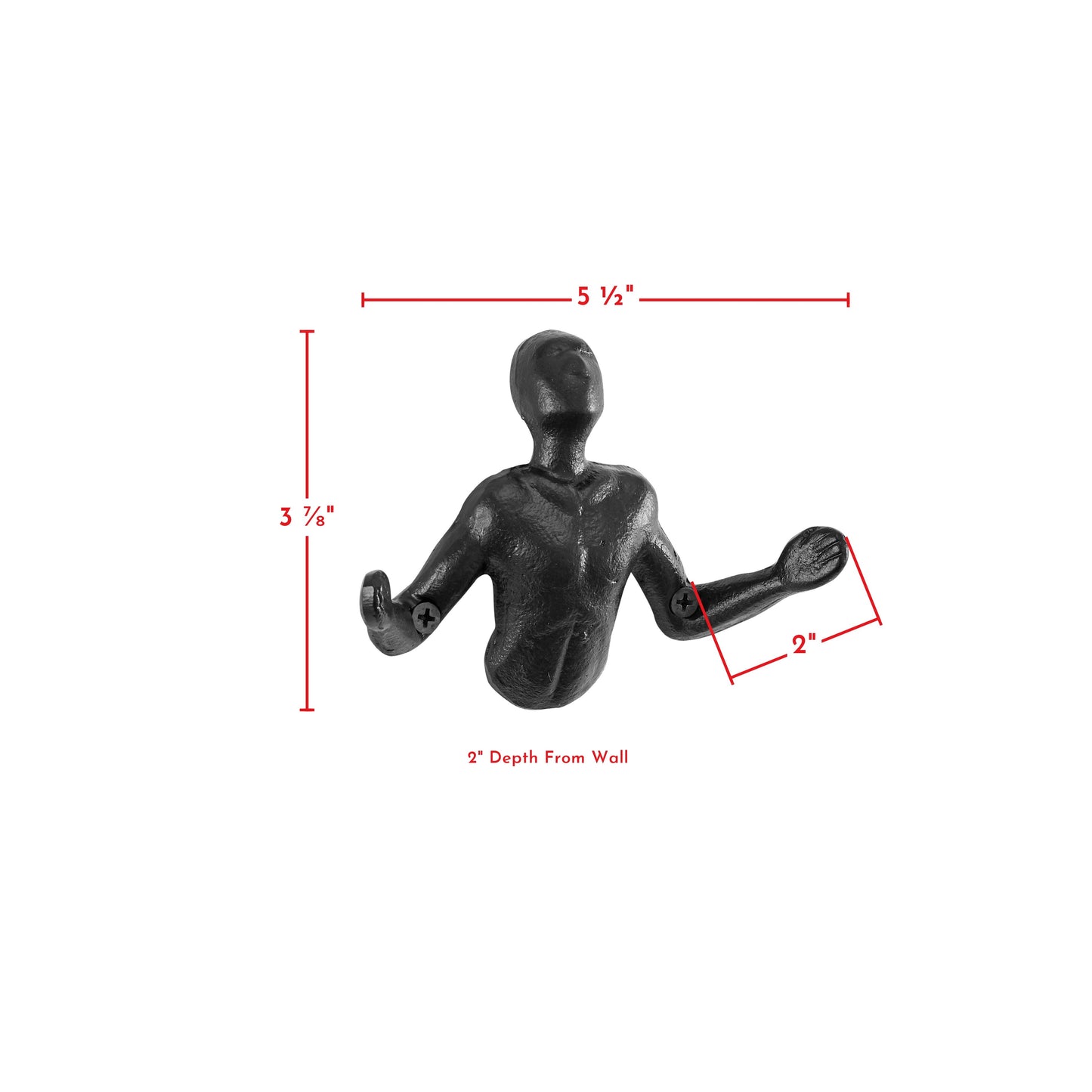 Black Cast Iron "Palms Up" Wall Hooks for Towels and Bags
