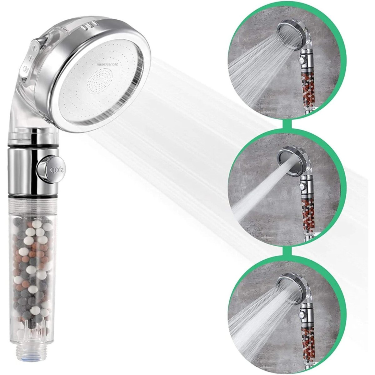 High-Pressure Shower Head with 3-Stage Mineral Filtration