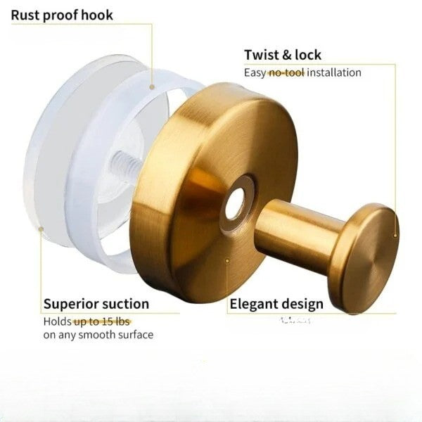 Twist-Lock Suction Cup Wall Hooks - 2-Piece Set