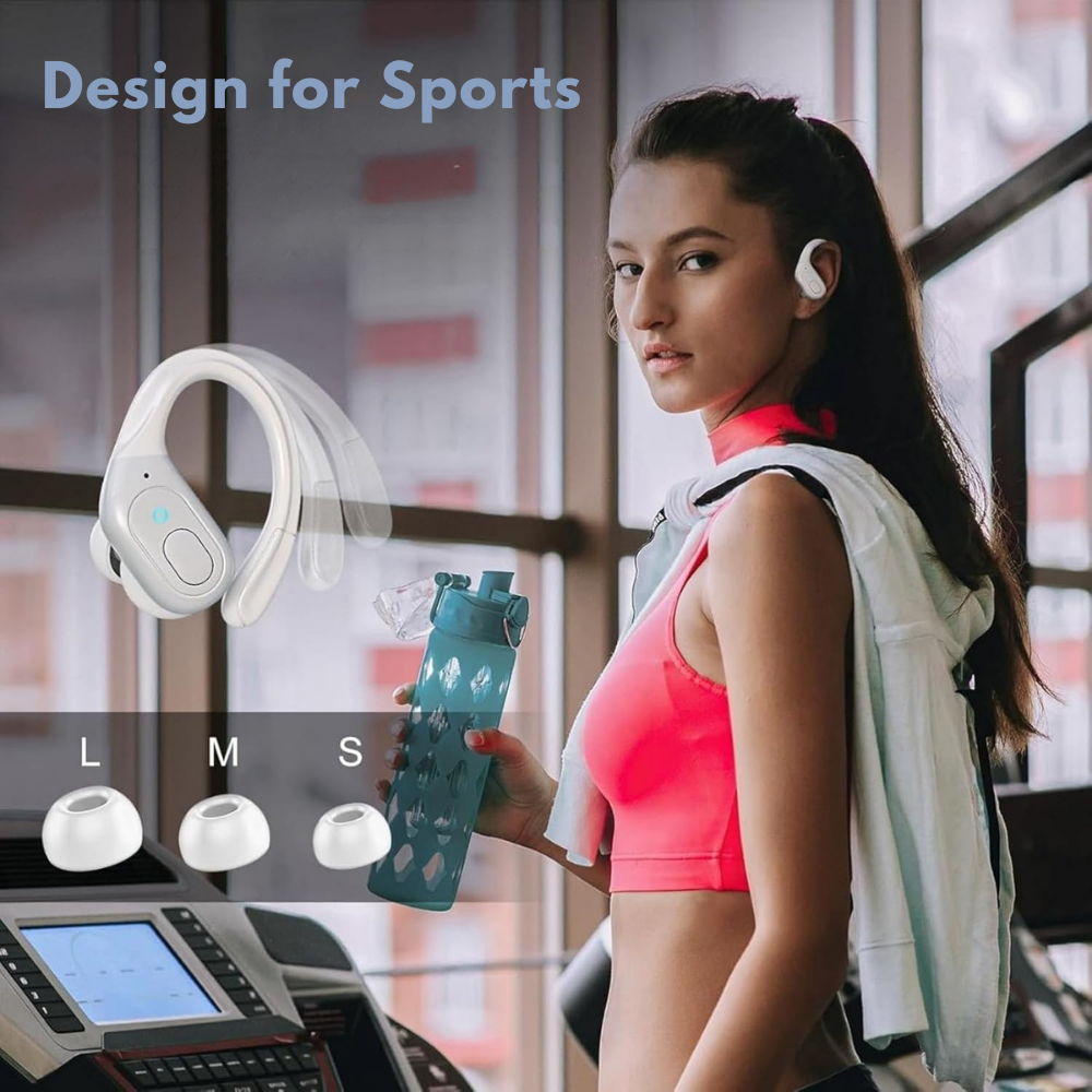 Bluetooth 5.3 Wireless Sports Earbuds with Ear Hooks and Noise Reduction