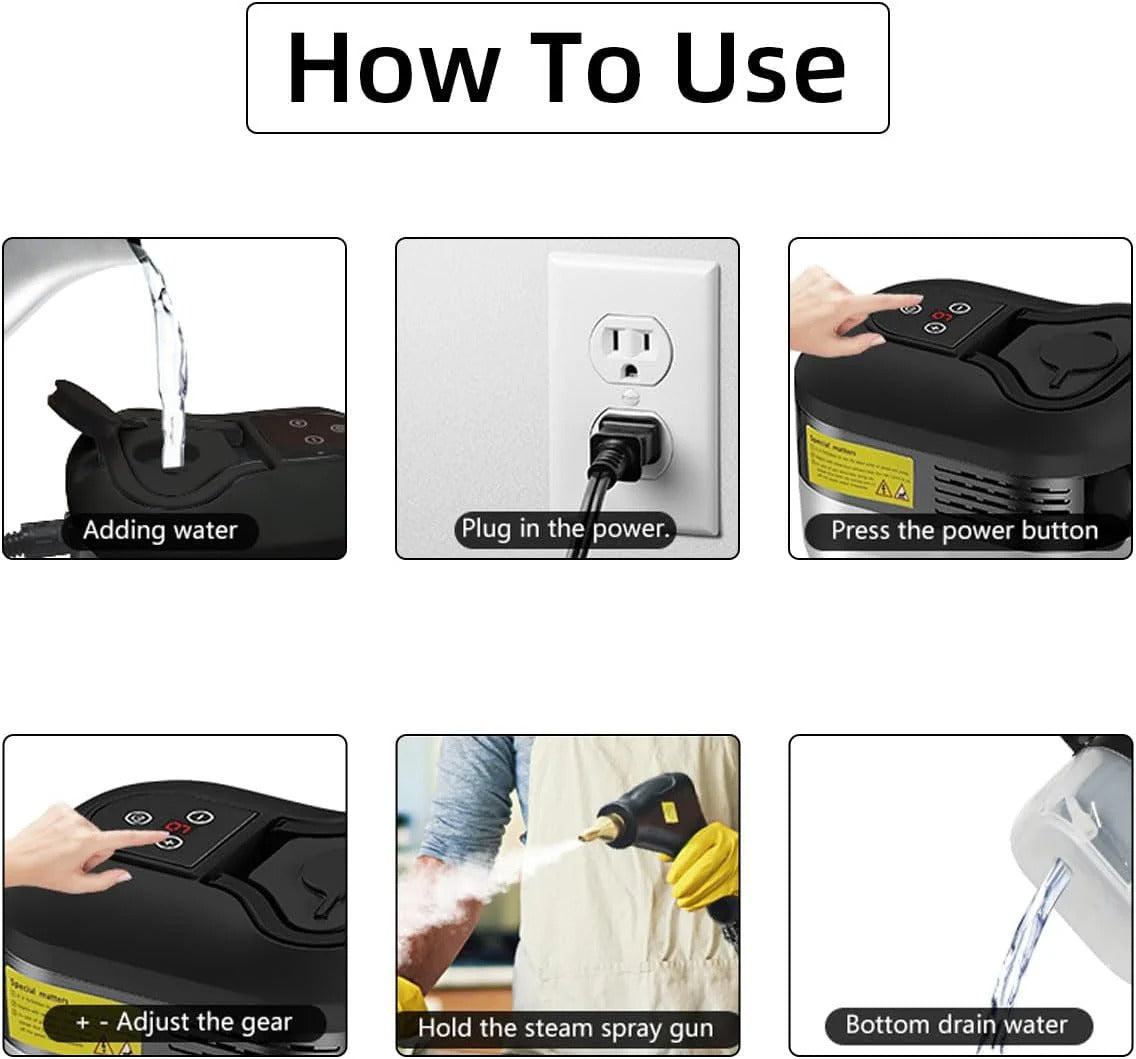 2500W High Pressure Steam Cleaner with 5 Brush Heads