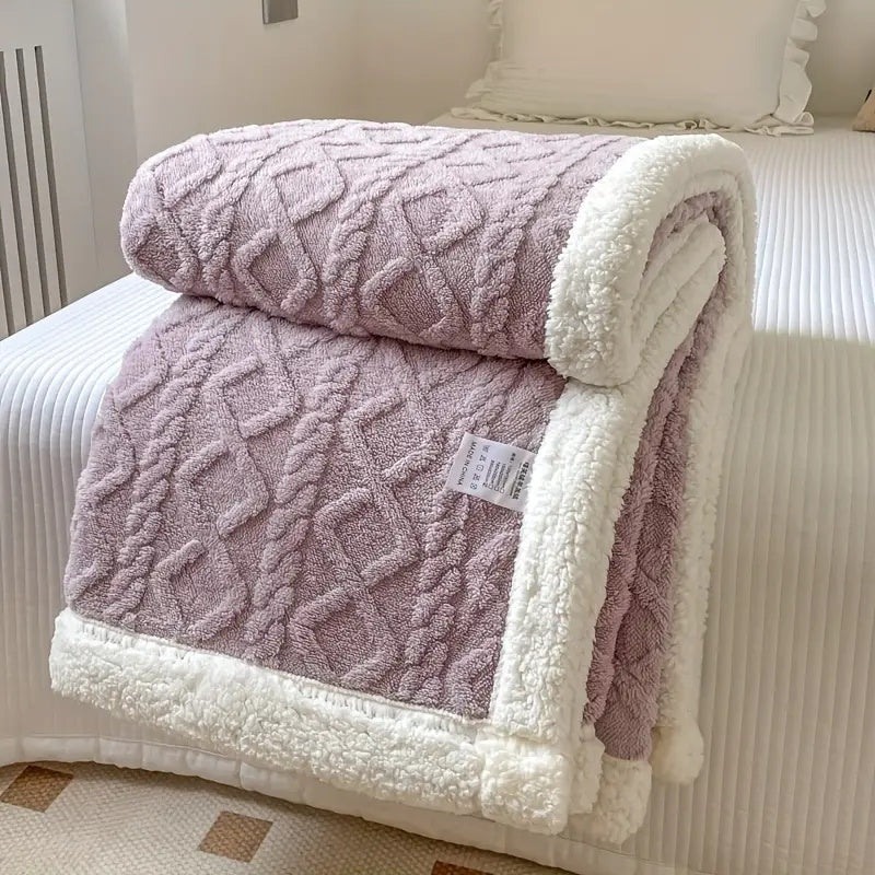 Reversible Soft Sherpa Fleece Snuggle Blanket