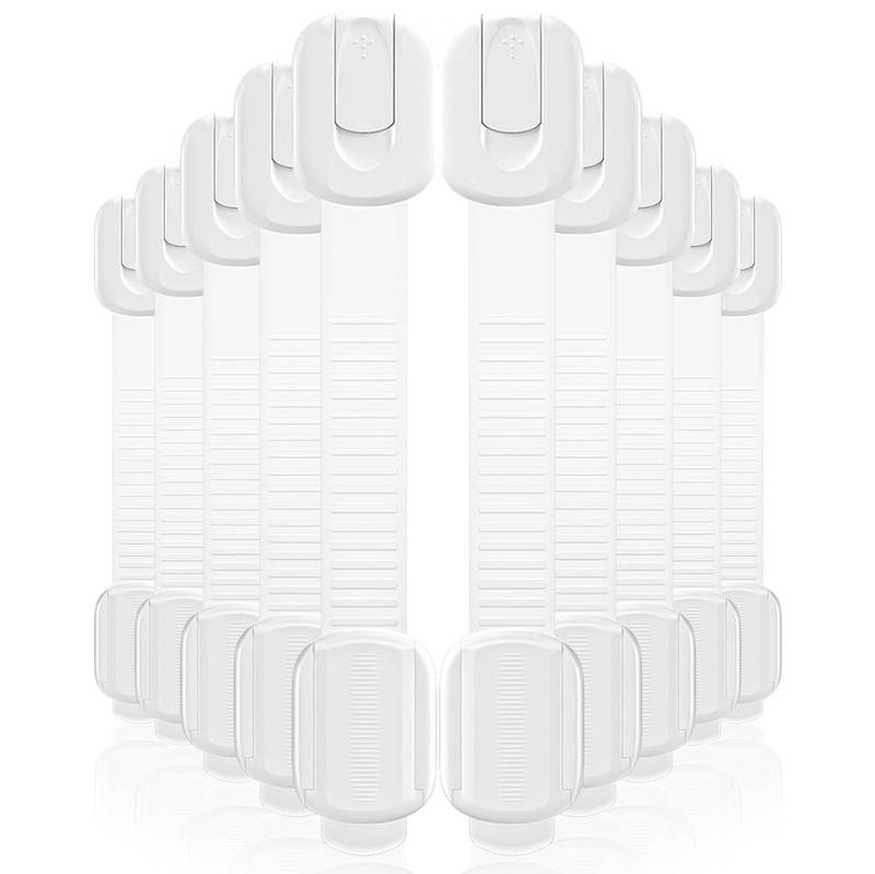 Baby Proof Cabinet Locks with Adjustable Straps, 10 Pack Child Safety Latches