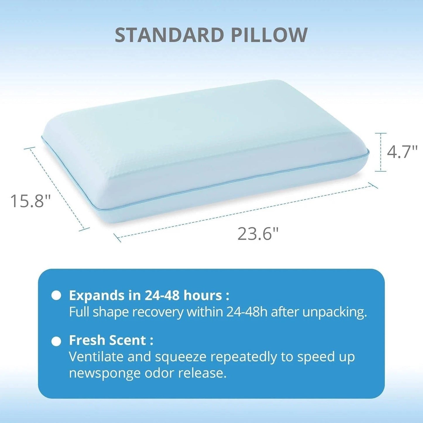 Medium Contour Gel Cooling Memory Foam Pillow for Back, Stomach, and Side Sleepers