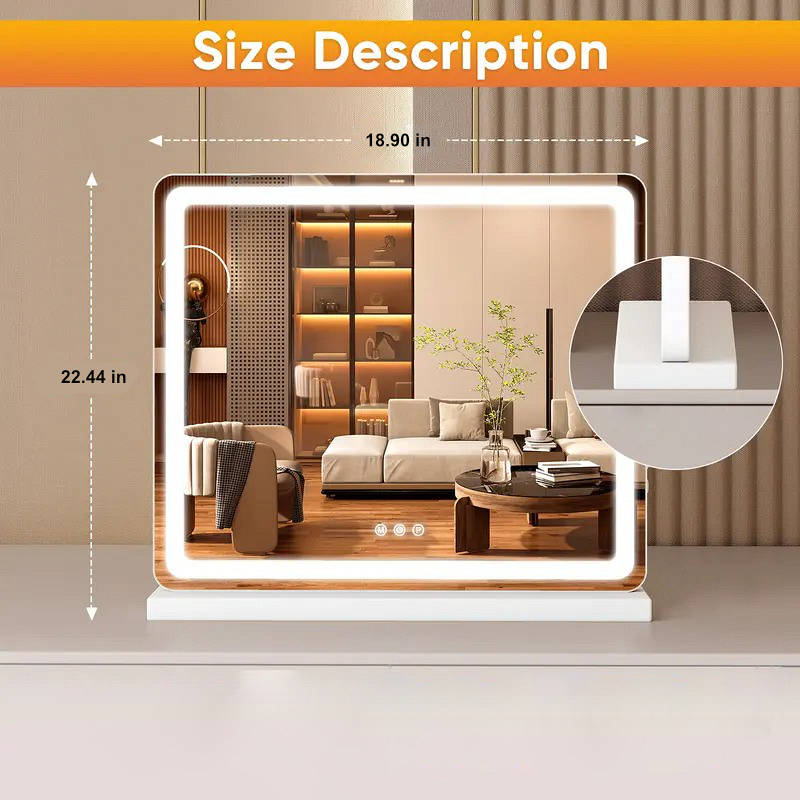Dimmable LED Vanity Mirror with 3 Color Modes and Touch Control