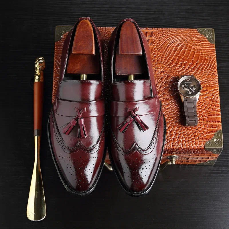 Men's Hand-Burnished Tassel Brogue Loafers