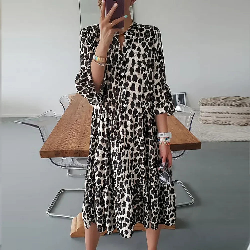 Leopard Print Casual Dress with Breezy Fit