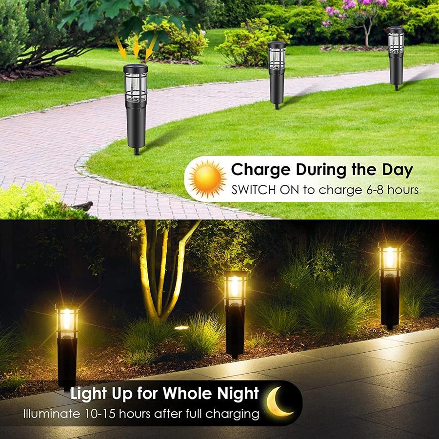 Solar Garden Lights with Color Changing Options, Waterproof Outdoor Pathway Lights, 14-Hour Battery Life