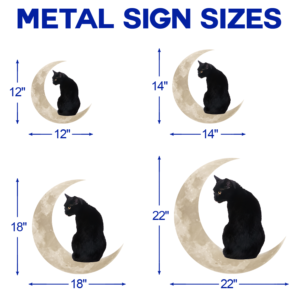 Black Cat Moon Metal Wall Sign