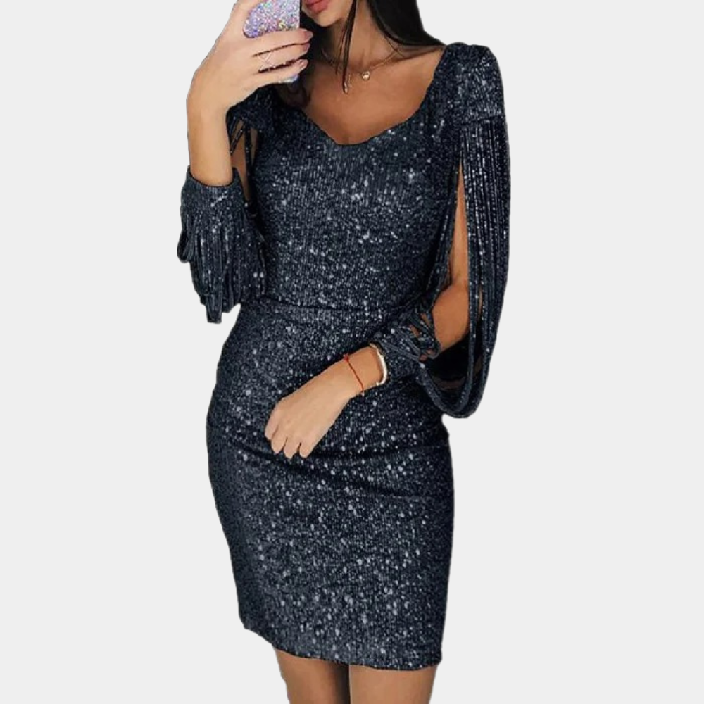 Glamorous Sequin Dress with Elegant Sleeves for Women