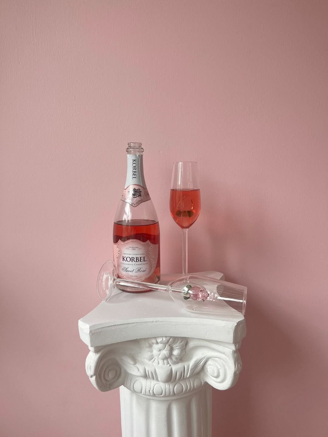 Handcrafted Champagne Glasses with Rose Design
