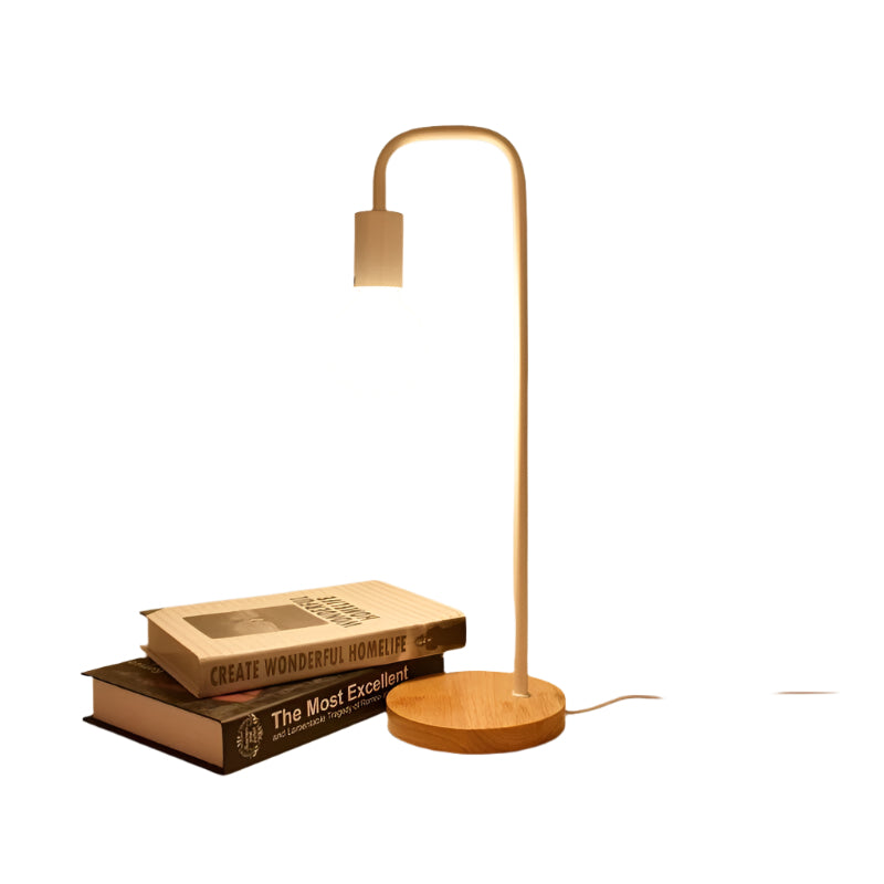 Industrial Metal Nightstand Lamp with Exposed Bulb Design