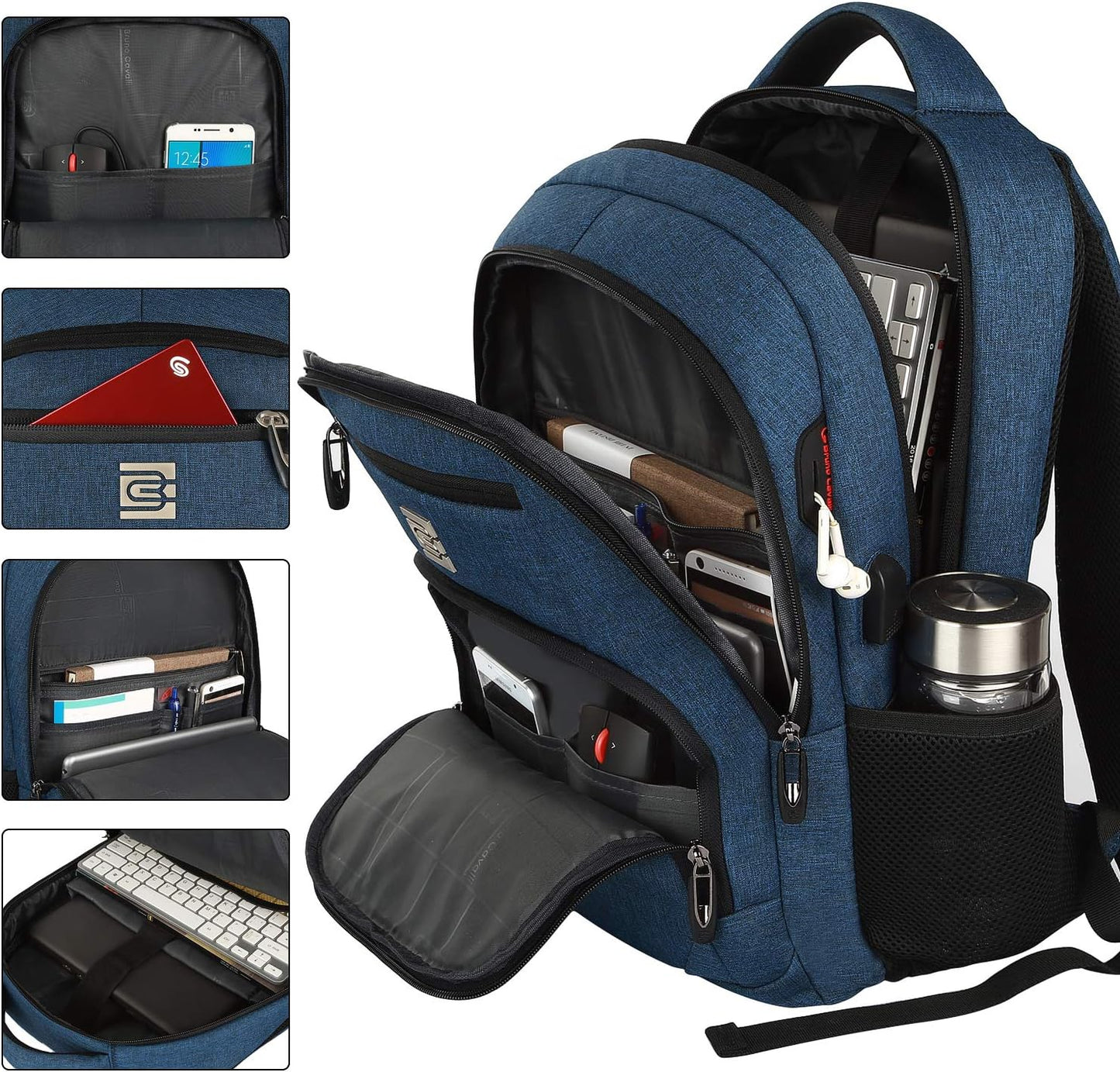 Slim Water-Resistant Anti-Theft Laptop Backpack with USB Port