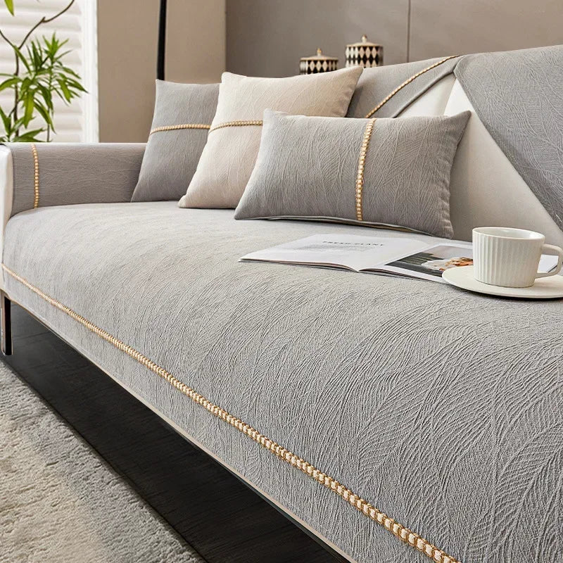 Linen-Style Sofa Cover for Pet and Stain Protection
