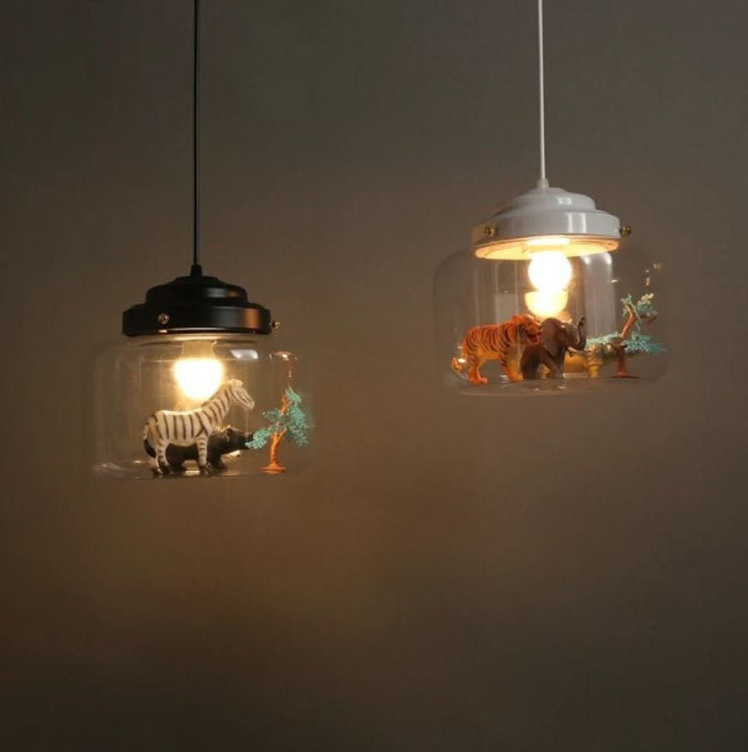 Animal Design Glass Pendant Lamp