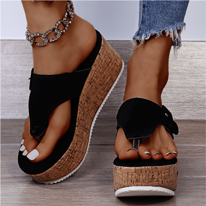 Orthopedic Cork Platform Sandals with Adjustable Strap