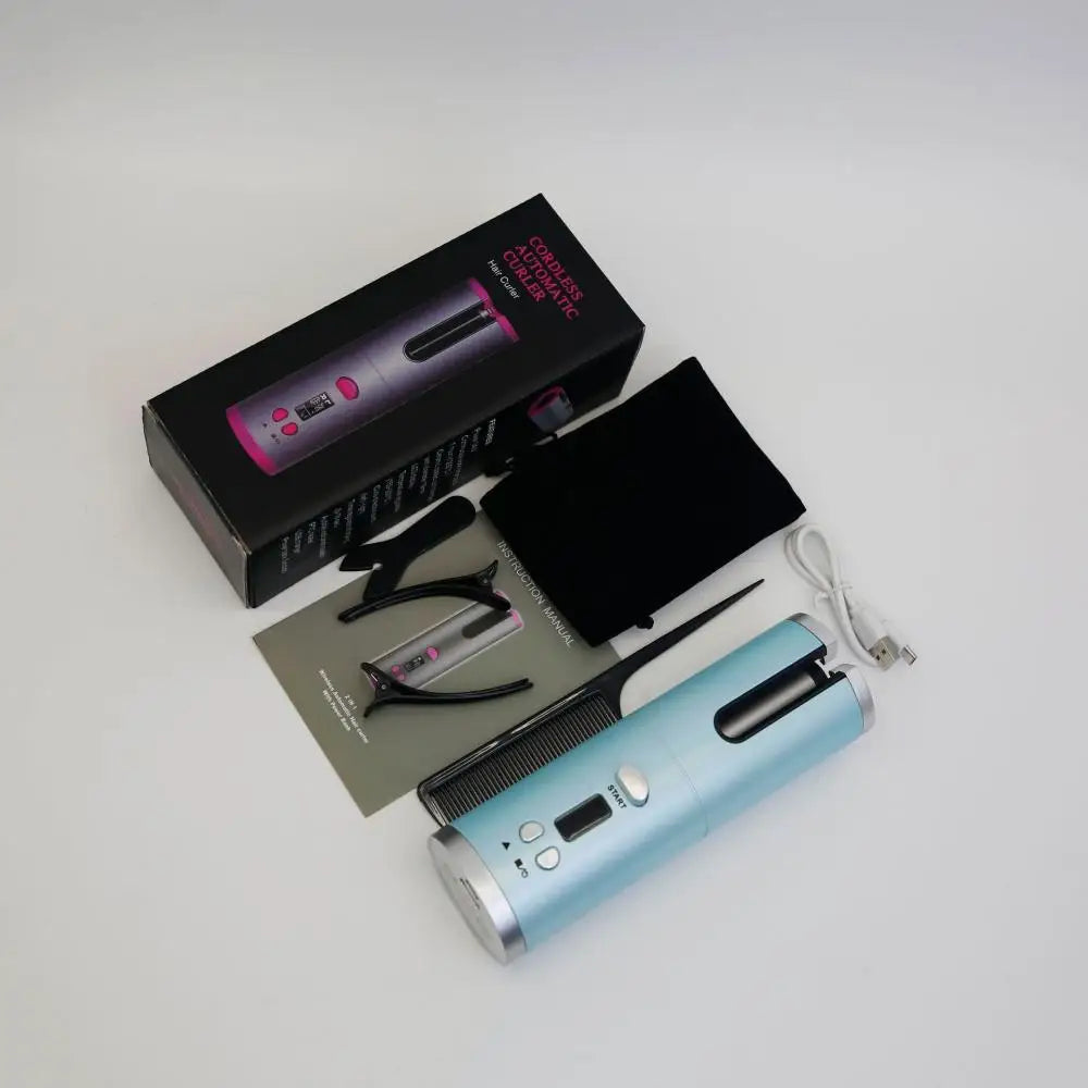 Wireless Curling Iron with Ionic Shine and Automatic Curling