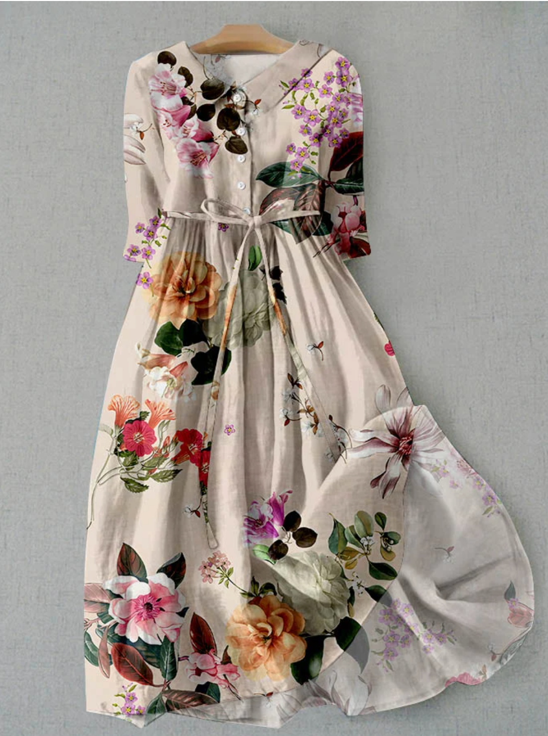 Floral Midi Dress with Flattering Fit and Elegant Details