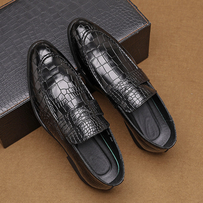 Crocodile Embossed Slip-On Loafers for Men
