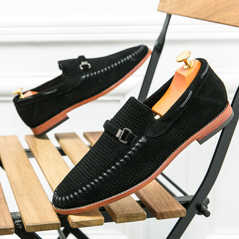 Men's Perforated Buckle Loafers for Smart Casual Style